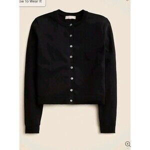 J.Crew Jackie Cardigan Premium Ultra-Fine Cotton Black CJ755 $118 Size S